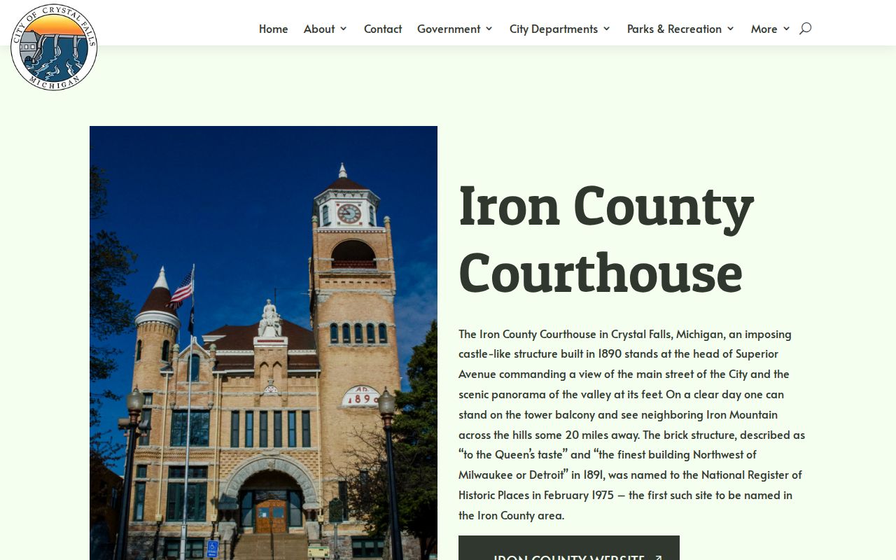 Crystal Falls criminal court records courthouse in Iron County