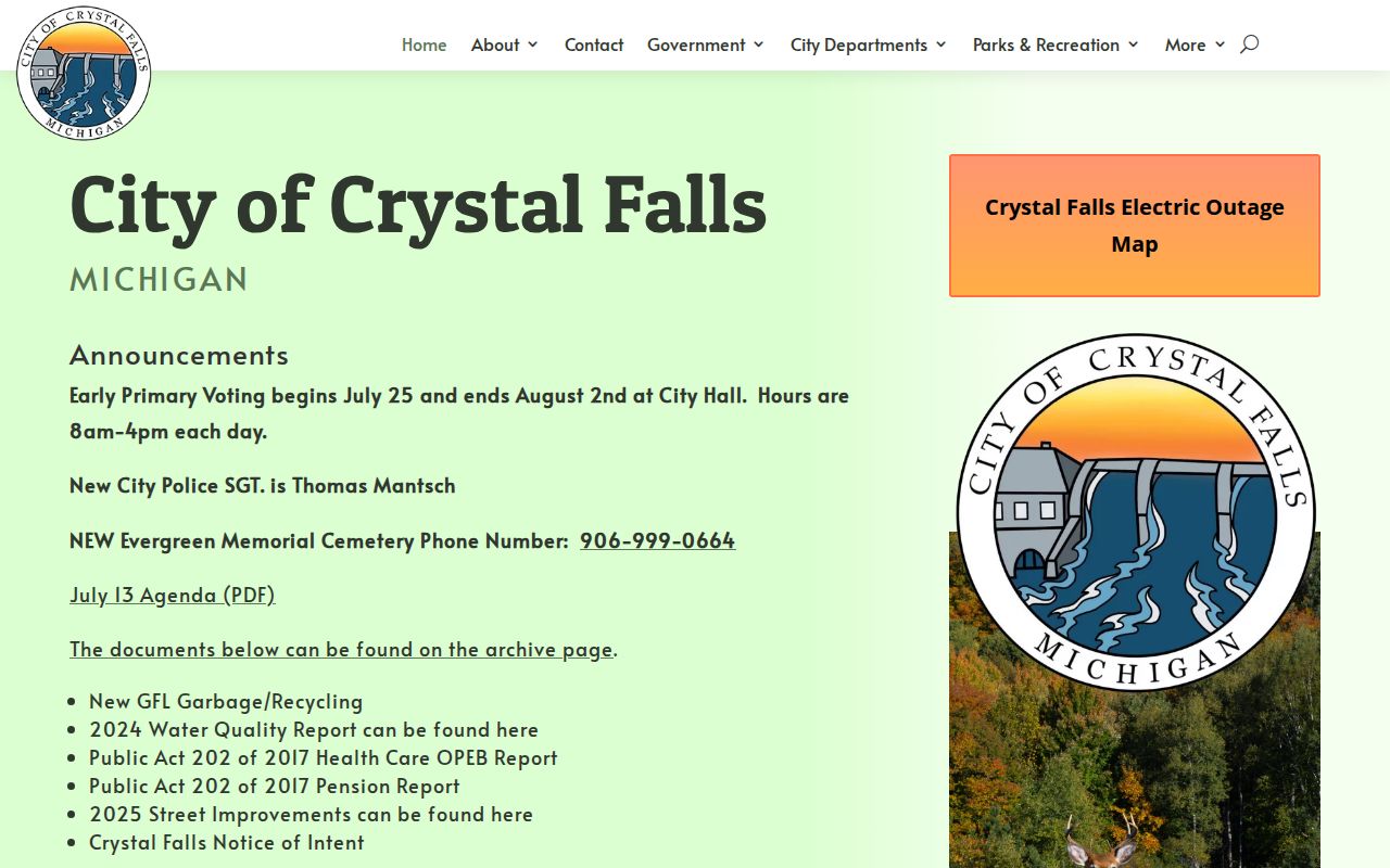 Crystal Falls criminal records official city homepage in Iron County