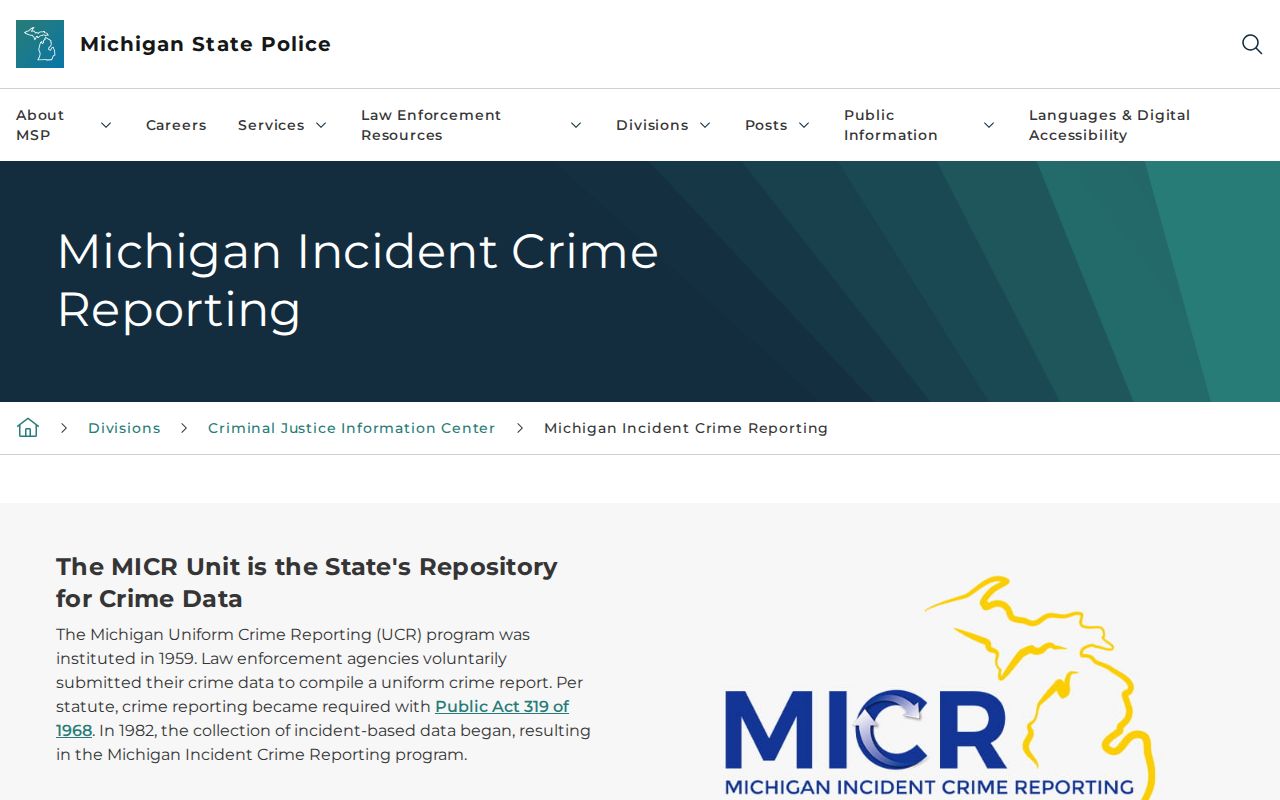 Michigan crime reporting source for Iron River criminal records context